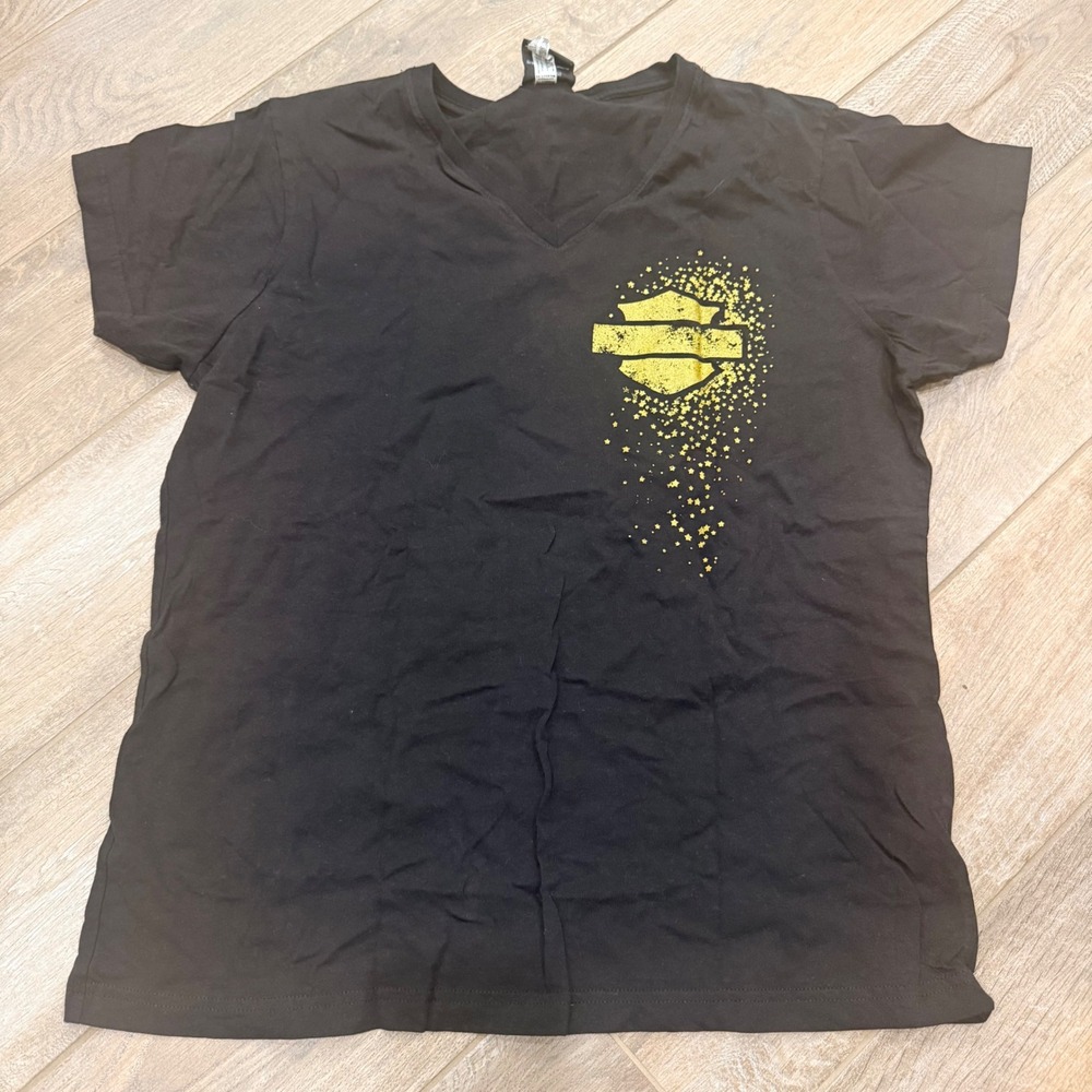 Harley-Davidson Tombstone Arizona V-Neck Graphic T-Shirt Black Gold XL Ladies